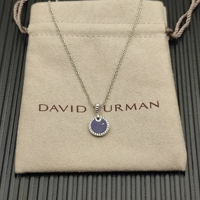 David Yurman Sterling Silver 17.8mm Round Pavé Lapis Lazuli Necklace