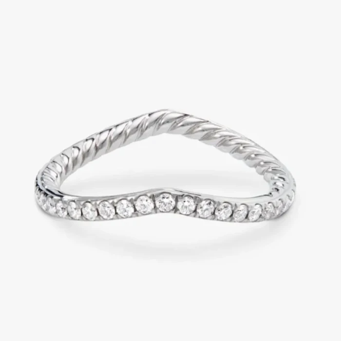 David Yurman Silver Heart Pavé Diamond Ring