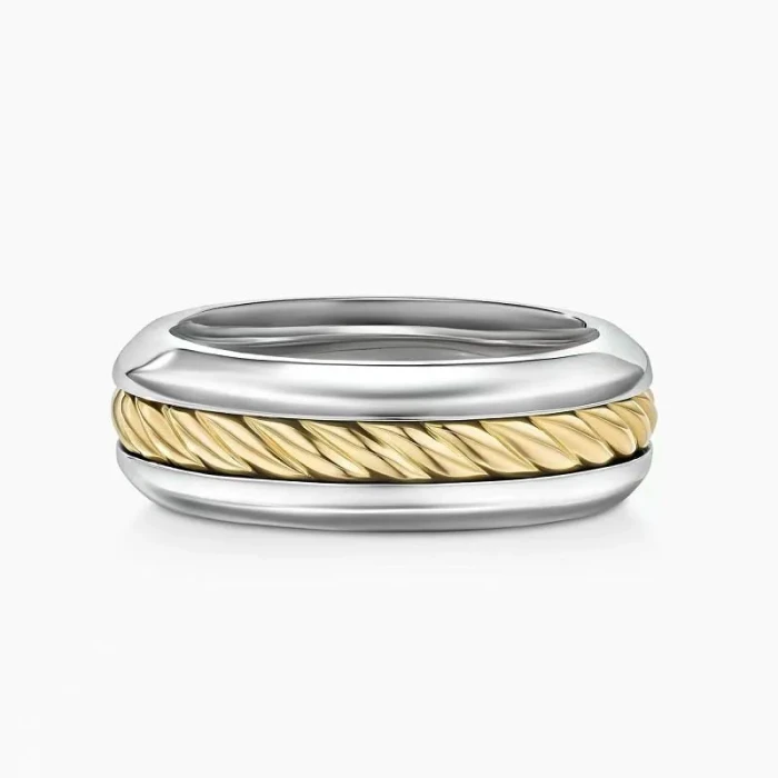 David Yurman Gold and Silver Cable Plain Ring