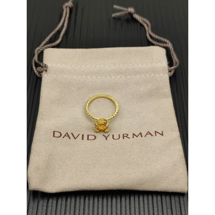 David Yurman Gold 8mm Four-Prong Yellow Diamond Ring