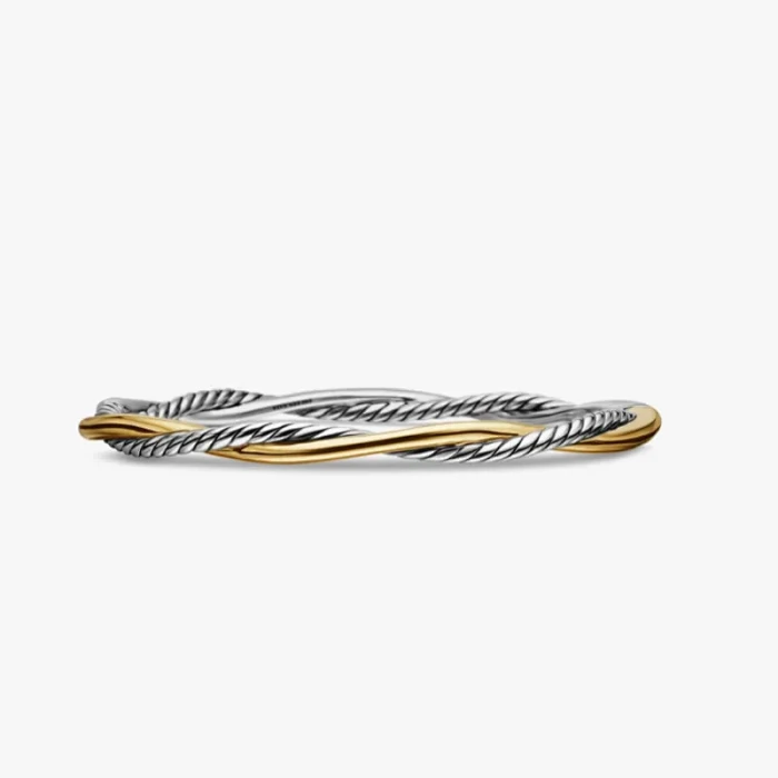 David Yurman 4.4mm Gold and Silver Petite Infinity Cable Interwoven Bracelet