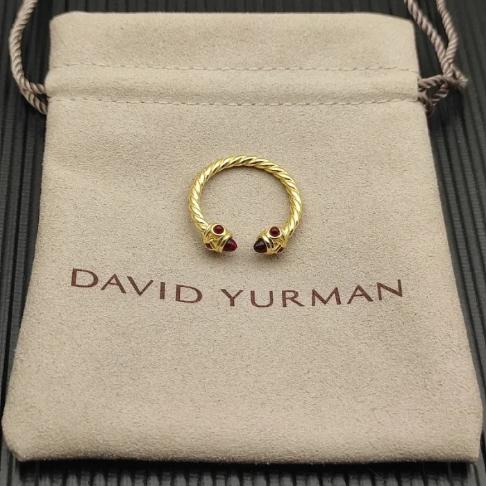 David Yurman 2.3mm Gold Renaissance Carnelian Pavé Diamond Ring