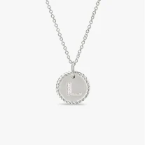 David Yurman Gold Diamond Initial L Disc Pendant Necklace