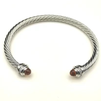 David Yurman 5mm Gemstone Champagne Diamond Station Cuff Bracelet