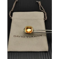 David Yurman Gold and Silver 14mm Square Champagne Diamond Ring