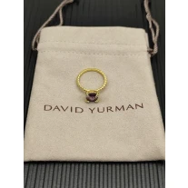 David Yurman Gold 8mm Four-Prong Purple Diamond Ring