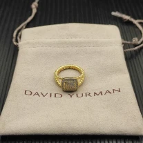 David Yurman Gold Pavé Square Diamond Ring
