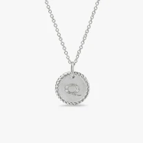 David Yurman Silver Diamond Letter Q Round Pendant Necklace, Length 42cm + 3cm + 3cm
