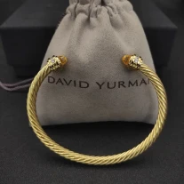 David Yurman 5mm Gold Diamond Yellow Diamond Bangle Bracelet