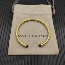 David Yurman 4mm Gold Black Diamond Bangle Bracelet