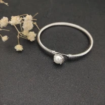 David Yurman Silver 3mm Pearl Cable Cuff Bracelet