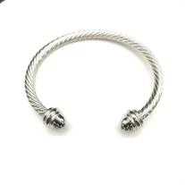 David Yurman 5mm Half-Pavé Cable Cuff Bracelet Black Diamonds