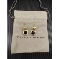 David Yurman Gold Black Pavé Square Cable Drop Earrings