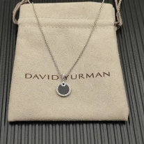 David Yurman Sterling Silver 17.8mm Round Pavé Black Onyx Necklace