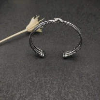 David Yurman 7mm Triple-Strand Cable Crossover X Bracelet with Diamonds