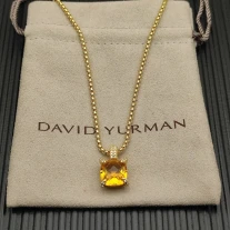 David Yurman Gold 11mm Four-Prong Yellow Diamond Necklace