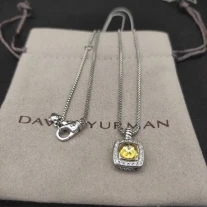 David Yurman 7mm Cushion-Cut Center Stone Necklace Yellow Diamond
