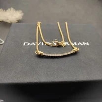 David Yurman Gold Bezel Smile Necklace, 2mm Chain, 45+5cm Adjustable Length