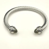 David Yurman 7mm Brown Diamond-Set Cable Cuff Bracelet