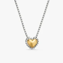 David Yurman Gold and Silver Heart Pendant Necklace