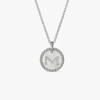 David Yurman Gold Diamond Initial M Disc Pendant Necklace