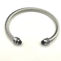 David Yurman 5mm Cable Classics Rotating Black Diamond Cuff Bracelet