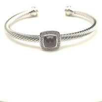 David Yurman 4mm Square Pavé Cable Bracelet with Purple Diamonds