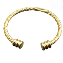David Yurman Gold 4mm Three-Row Double End Cuff Bracelet