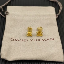 David Yurman 8mm Gold Four-Prong Yellow Diamond Stud Earrings
