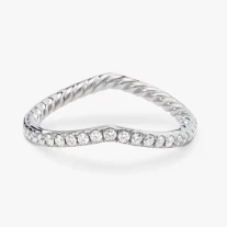 David Yurman Silver Heart Pavé Diamond Ring