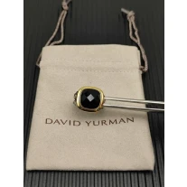 David Yurman Gold and Silver 14mm Square Black Diamond Ring