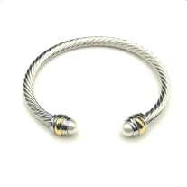 David Yurman Gold and Silver 5mm Pearl Cuff Bracelet