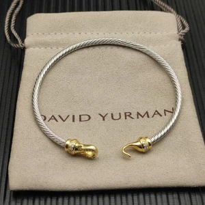 David Yurman 3mm Pavé Gold Hook Head Bracelet