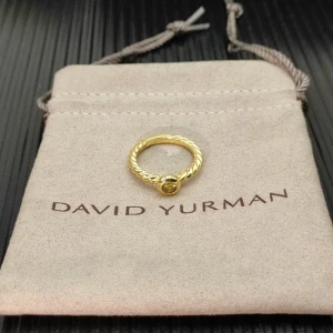 David Yurman Gold 2.8mm Petite Cable Yellow Pavé Diamond Ring