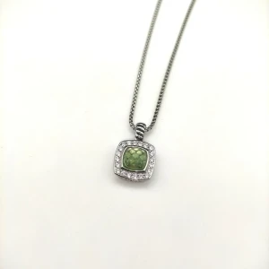 David Yurman 7mm Cushion-Cut Center Stone Necklace Green Diamond