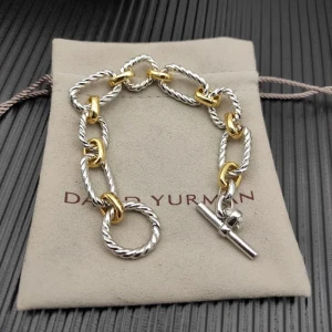 David Yurman Gold and Silver Twisted Cable Bracelet, 19cm