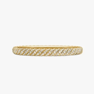 David Yurman 6.2mm Gold Diamond Engraved Wave Bangle Bracelet