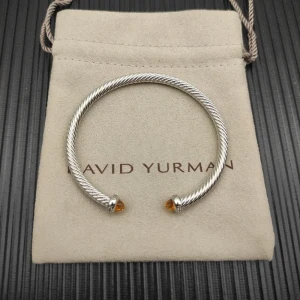 David Yurman 4mm Sterling Silver Champagne Diamond Bangle Bracelet