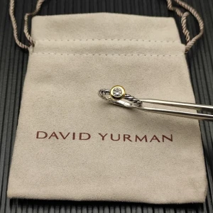 David Yurman Gold and Silver 2.8mm Petite Cable Pavé White Diamond Ring