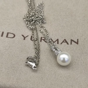 David Yurman Silver 8mm Pearl Pendant Necklace