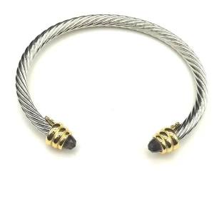 David Yurman 5mm Gold Cable Bracelet with Purple Diamonds