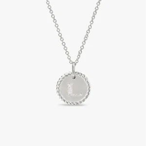 David Yurman Gold Diamond Initial L Disc Pendant Necklace
