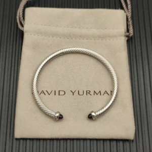David Yurman 4mm Sterling Silver Purple Diamond Bangle Bracelet