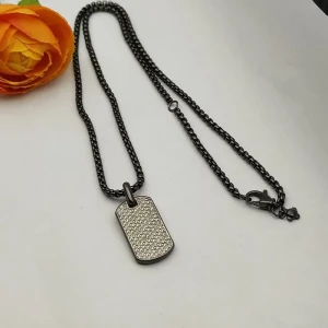 David Yurman Black and Gold Pavé White Diamond Logo Necklace