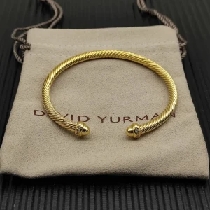 David Yurman 4mm Gold Round End Pavé Diamond Bracelet