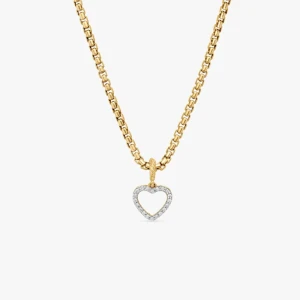 David Yurman 11mm Gold Openwork Heart Pavé Diamond Necklace