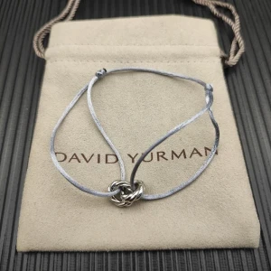 David Yurman Grey Double Ring Sterling Silver Nylon Cord Bracelet