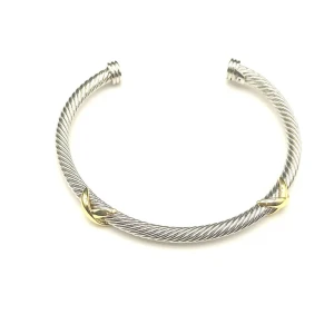 David Yurman 4mm Cable Cuff Bracelet with Double X Station Accent