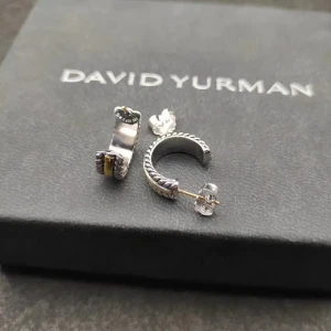 David Yurman 11.4mm Silver Diamond Half Hoop Earrings