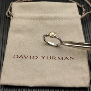 David Yurman Gold and Silver 2.8mm Petite Cable Pearl Ring